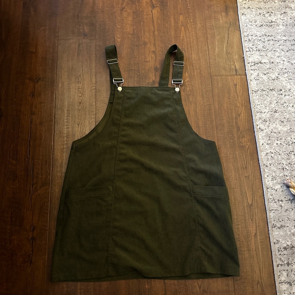 Green Corduroy Pinafore Dress